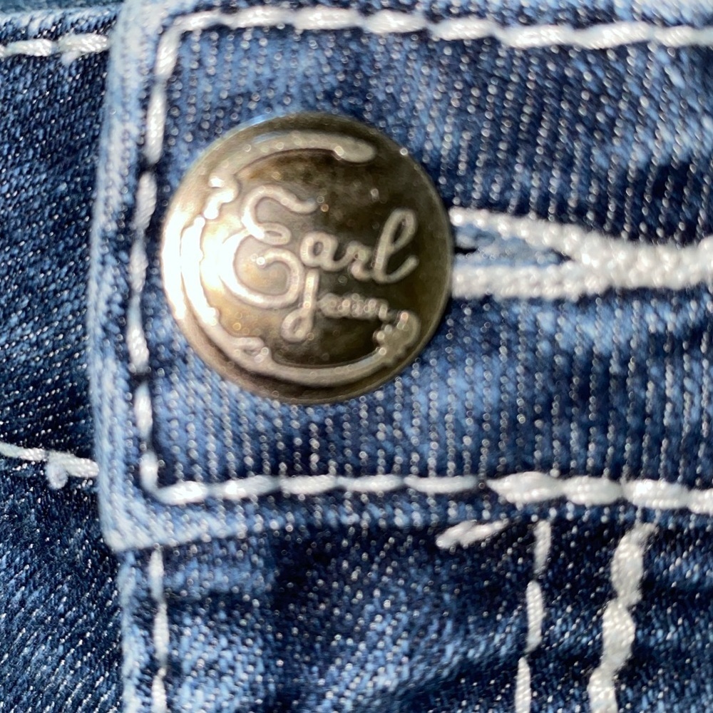 EARL JEAN denim jeans bling embroidered pockets blue vintage bootcut size 8 - Picture 3 of 13